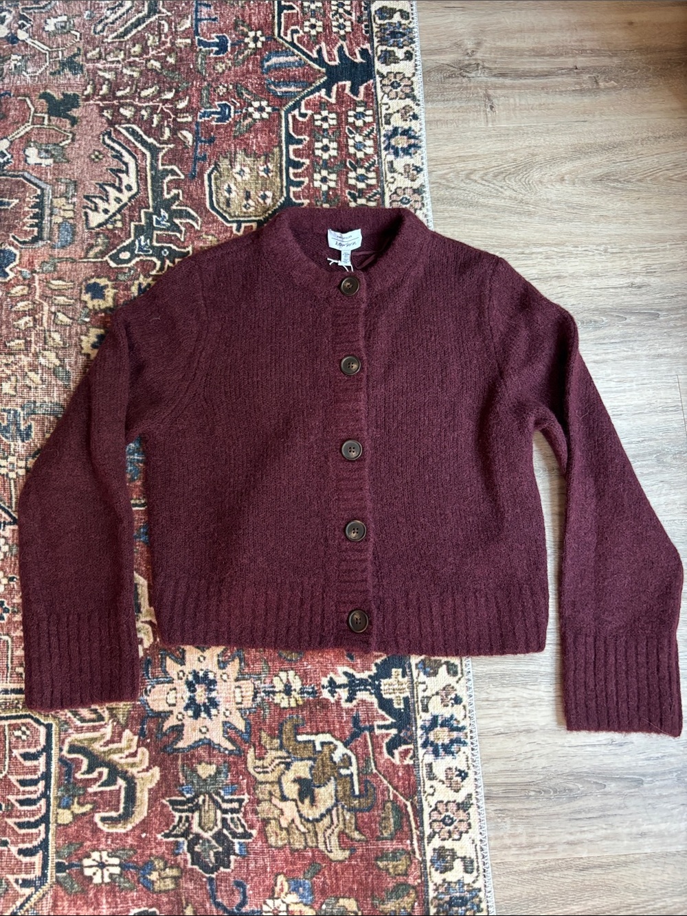 & Other Stories Deep Burgundy Button-Up Knit Cardigan